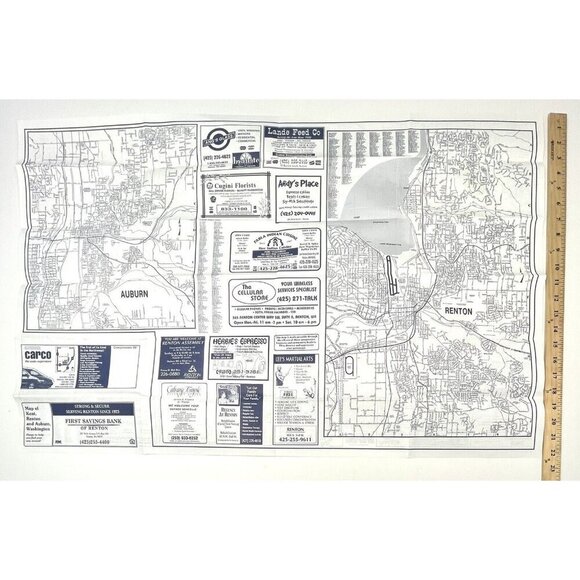 1999 Travel Transportation Street MAP of KENT, RENTON, & AUBURN, Washington EUC - Picture 4 of 5